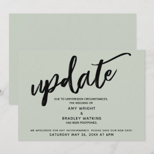 Convite Atualização do Casamento Adiado Escrito à Mão Cart