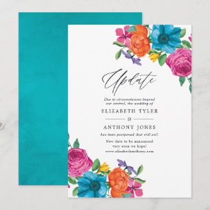 Convite Atualização do Casamento Fiesta Floral em Aquarela