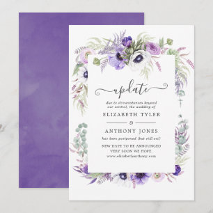 Convite Atualização do Casamento Floral com Aquarela Viole