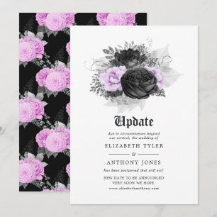 Convite Atualização do Casamento Floral Gótico Preto Roxo