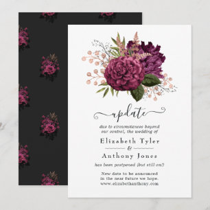 Convite Atualização do Casamento Floral Marsala e Rose Gol