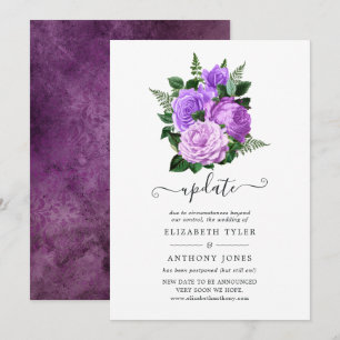 Convite Atualização do Casamento Floral Roxo e Verde