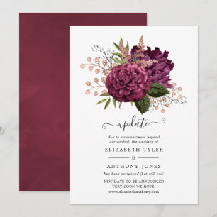 Convite Atualização do Casamento Floral Vintage Marsala &