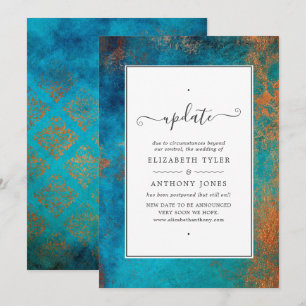 Convite Atualização do Casamento Grunge Copper Patina e Tu