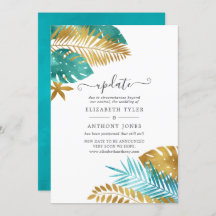 Atualização do Casamento Tropical Dourado e Teal