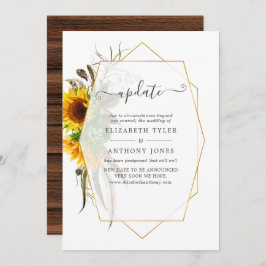 Convite Atualização Geométrica Rustic Sunflower Wedding