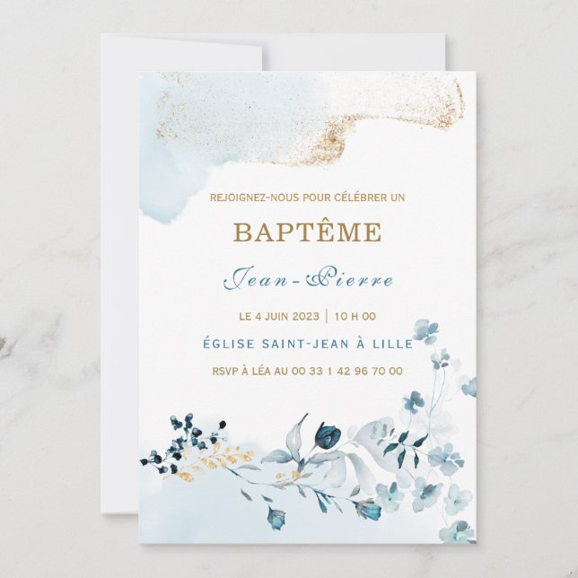 Convite au baptême pour un garçon (Frente)