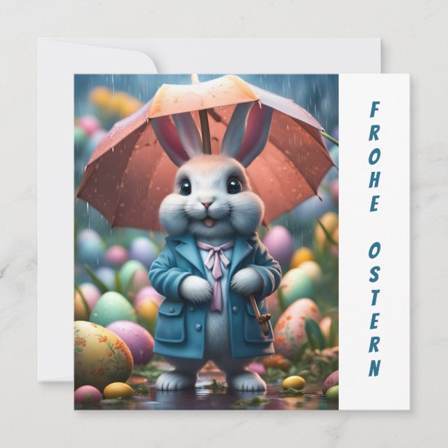 Convite Auch im Regen werden Ostereier versteckt (Frente)