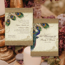 Convite Audrey Jeanne Peacock & Feather Vintage Damask