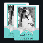 Convite Audrey Loira Moderna com Laço Sweet 16 Foto<br><div class="desc">Personalize com seu próprio texto e foto</div>