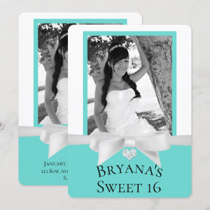 Convite Audrey Teal Branco Arco Moderno Sweet 16 Foto