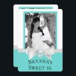 Convite Audrey Teal White Arco Modern Sweet 16 Foto<br><div class="desc">Personalizar com seu próprio texto e foto</div>