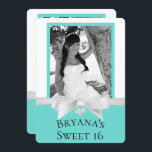 Convite Audrey Teal White Arco Modern Sweet 16 Foto<br><div class="desc">Personalizar com seu próprio texto e foto</div>