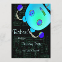 Auge adorável um o aniversário azul do robô da