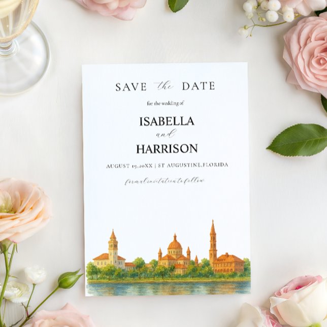 Convite Augustine Skyline Save the Date Template (Criador carregado)