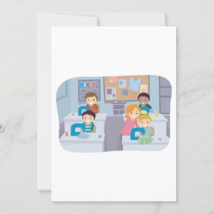 Convite Aula de Costura para Crianças Diversão em Trabalho