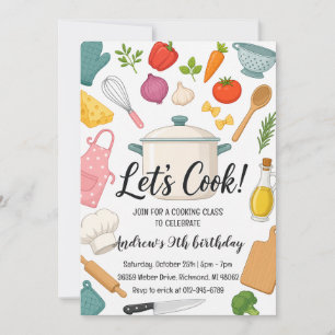 Convite Aula de culinária infantil personalizada de aniver