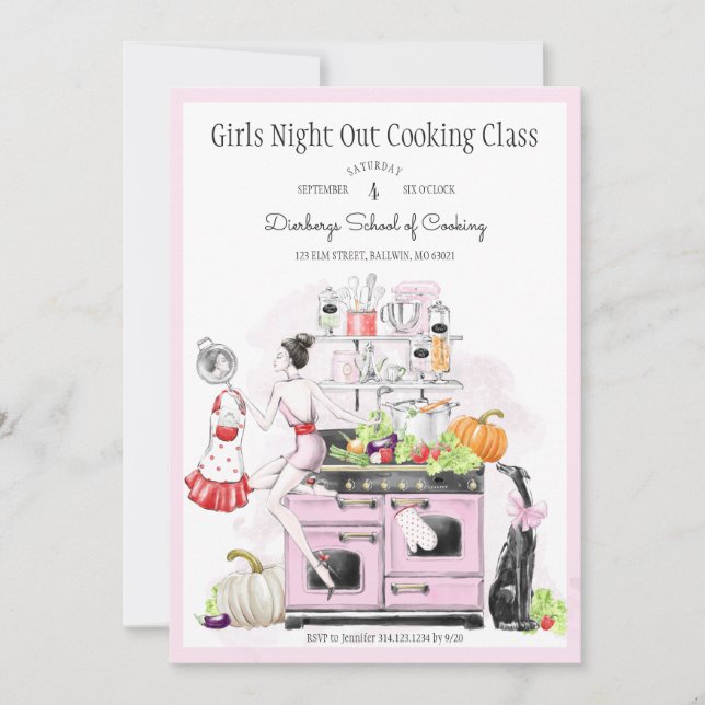 Convite Aula de Culinária Noite das Garotas (Frente)