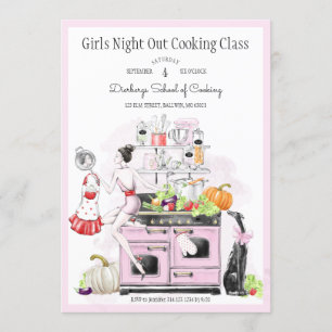 Convite Aula de Culinária Noite das Garotas