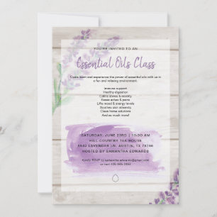 Convite Aula de Óleos Essenciais de Aquarela Lavender & Wo