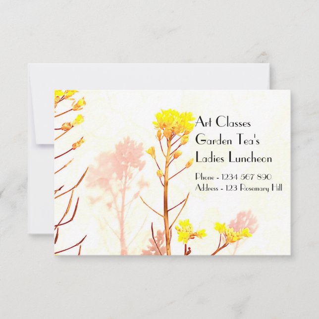 Convite Aulas de Arte Almoço de Senhoras Chá de Jardim (Frente)