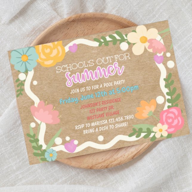 Convite Aulas encerradas, Festa de verão, Festa de turma,  (Criador carregado)