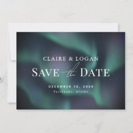 Convite Aurora Norte Lights Winter Save Date (As luzes do 
