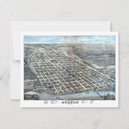 Convite Austin, Texas Antique Aerial City Map de 1873