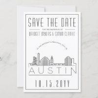 Austin Wedding | Skyline Estilizado Salvar a Data