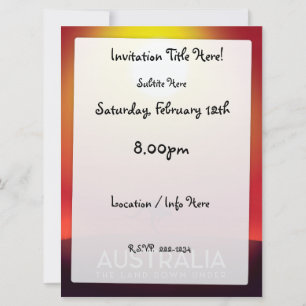 Convite Austrália "A terra abaixo" impressão de férias.