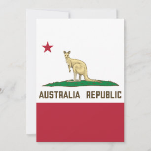 Convite Austrália República da Califórnia Flag Kangaroo