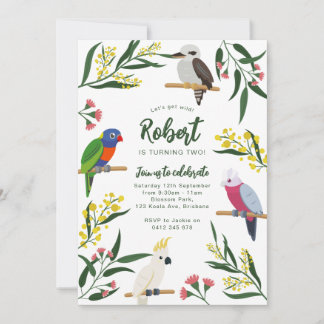 Convite Australian Birds Birthday Invitation