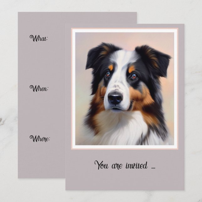 Convite Australian Shepherd Kopf -  (Frente/Verso)