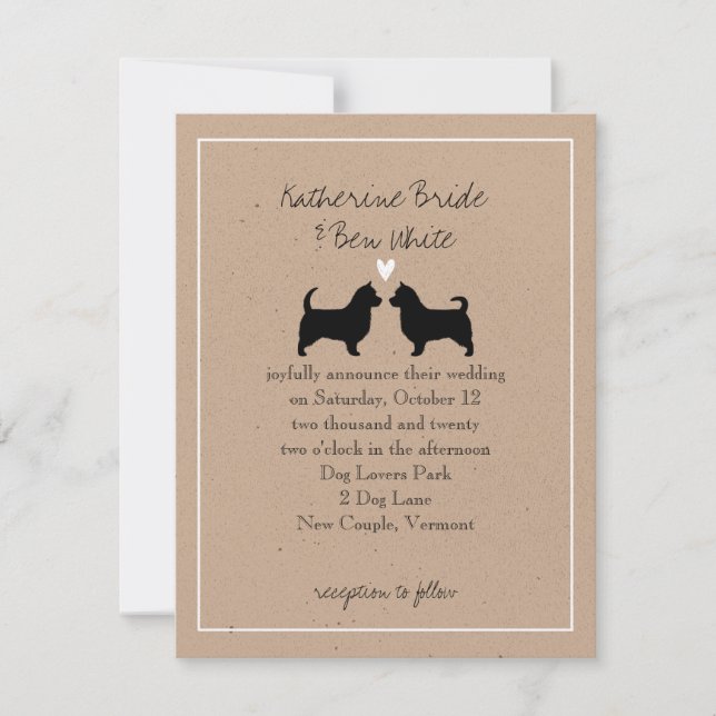 Convite Australian Terriers com Caudas Longas Casamento (Frente)