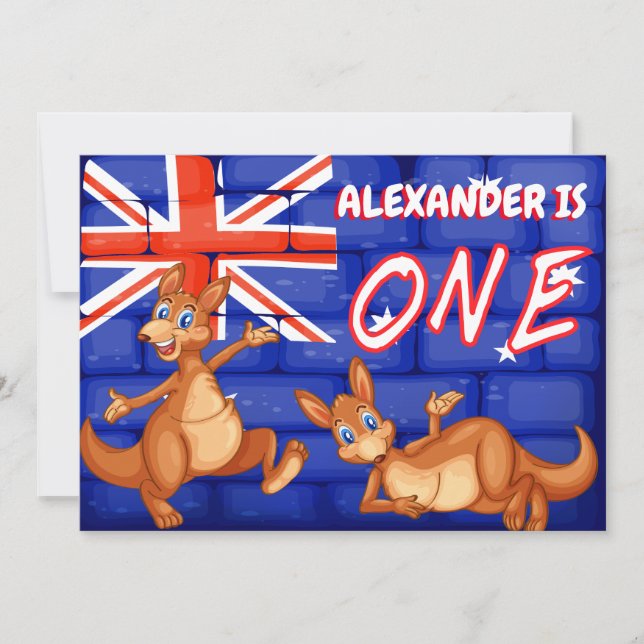 Convite Australiano Pensou Primeiro Aniversário (Frente)