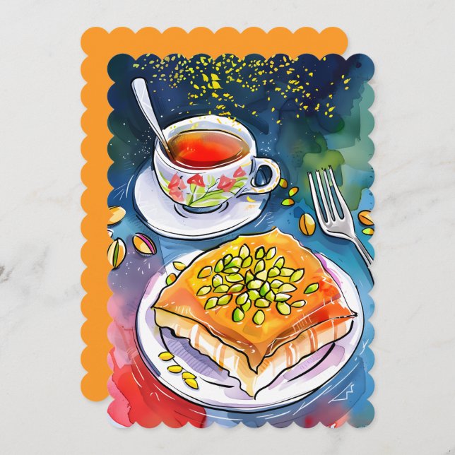 Convite Autêntico Kunafa Nablus Dessert ك ن ا ف ة (Frente/Verso)