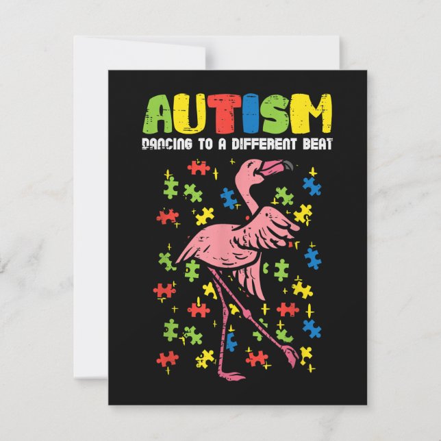 Convite Autismo Dançando em um Ritmo Diferente Flamingo Fo (Frente)