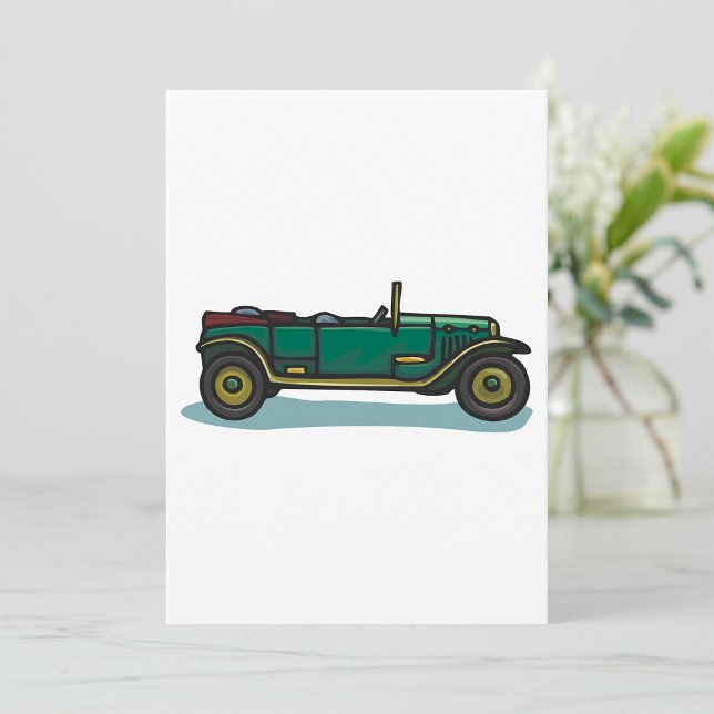 Convite Automóvel Clássico de Carro vintage Verde Antigo (Criador carregado)