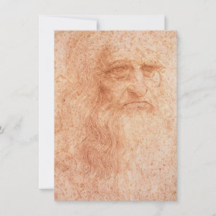 Convite Autorretrato de Leonardo da Vinci em Giz Vermelho