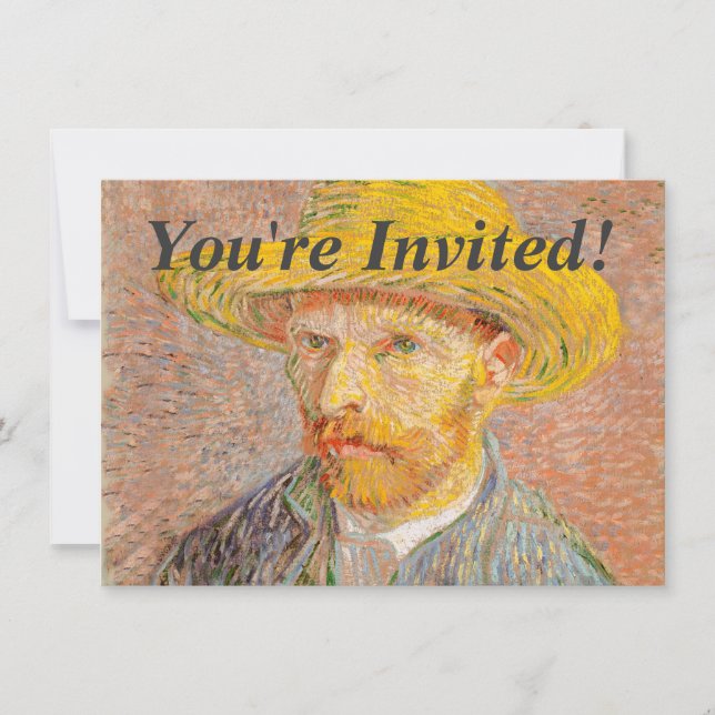 Convite Autorretrato de Vincent Van Gogh com Chapéu de Pal (Frente)