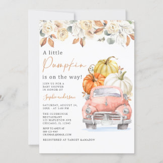 Convite Autumn A Pequena Pumpkin Truck Fall Chá de fraldas