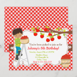 Convite Autumn Apple Picting African American Birthday