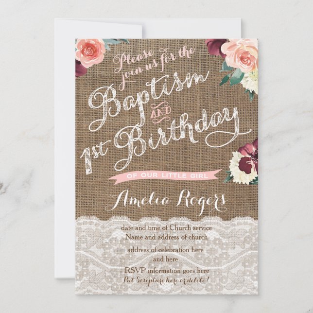 Convite Autumn Baptism Primeira Festa de aniversário Para  (Frente)