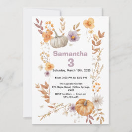 Convite Autumn Birthday Invitation, Fall Pumpkin Party