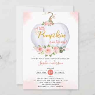Convite Autumn Blush Um Pequeno Chá de fraldas De Abóbora