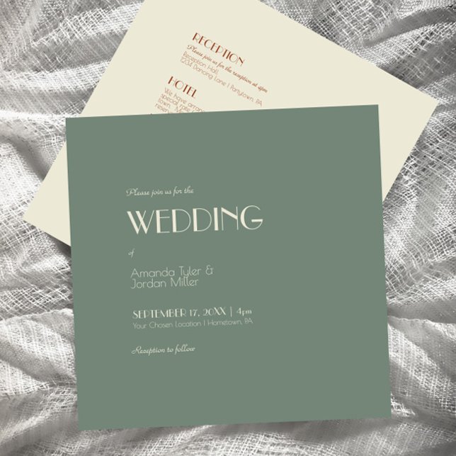 Convite Autumn Boho Deco Sage Green Square All One (Criador carregado)