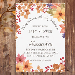 Convite Autumn Boho Floral Caindo no Chá de fraldas do Amo