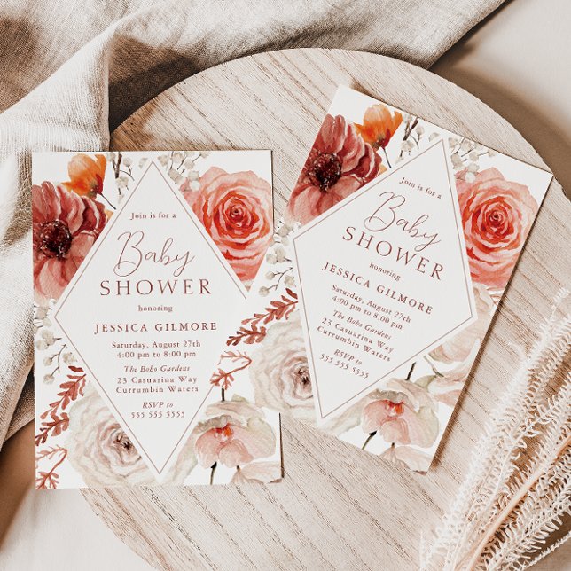 Convite Autumn Botanic Boho Floral Chá de fraldas Neutro (Criador carregado)