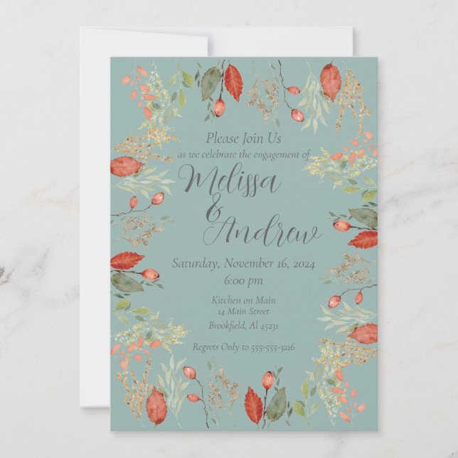 Convite Autumn Botanical Wedding (Frente)