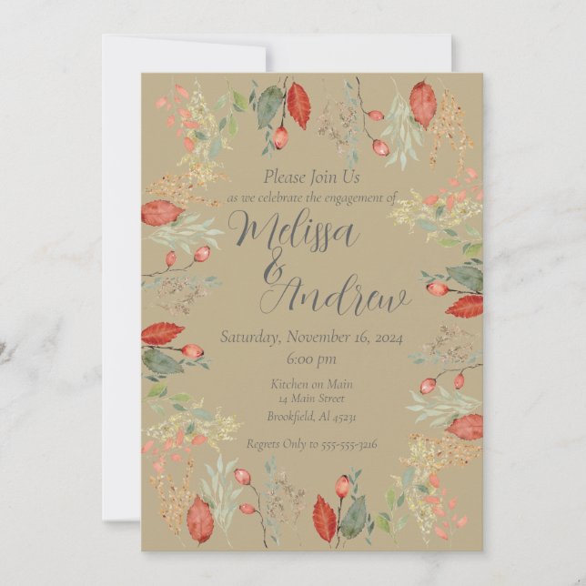 Convite Autumn Botanical Wedding (Frente)